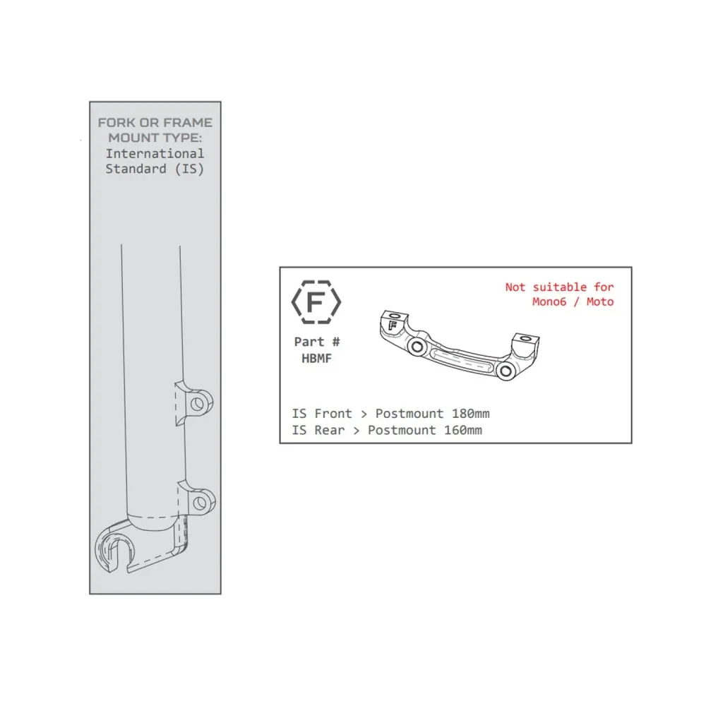 Adapter przedniego / tylnego zacisku PM / IS HOPE (przód 180 mm / tył 160 mm) #HBMF Czarny