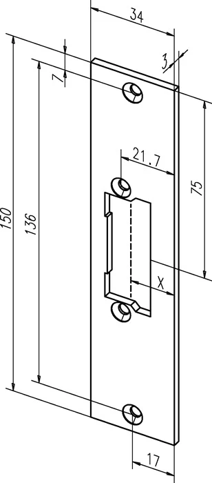 ASSA ABLOY płaska blacha zaczepowa 21C ze stali nierdzewnej o matowych krawędziach ( 3324034003 )
