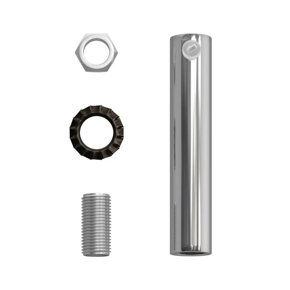 Blokada kabla cylindryczna z metalu długość 7 cm, kompletna z prętem, nakrętką i podkładką - Chrom