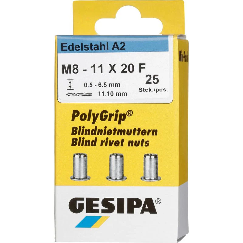Nitonakrętka GESIPA PolyGrip(R) trzon nitu d x l 11 x 20 mm M8 ( 4000813831 )