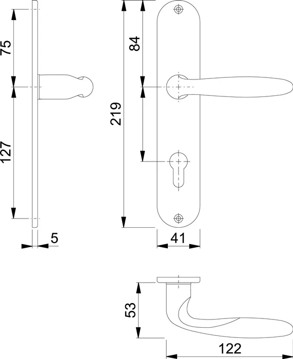 Zestaw długich płytek HOPPE Verona M151/302 mosiądz F71 ( 3000252652 )