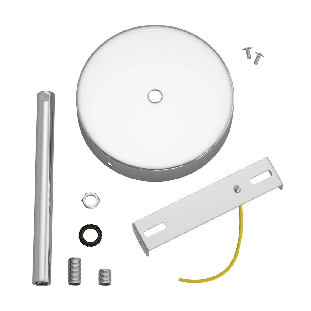 Zestaw podsufitki cylindrycznej z metalu z blokadą kabla 15 cm – Chrom