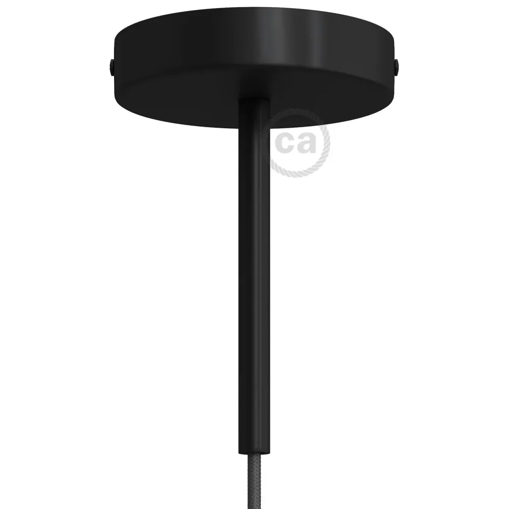 Zestaw podsufitki cylindrycznej z metalu z blokadą kabla 15 cm - Czarny