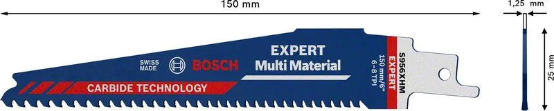 Brzeszczot do piły szablastej BOSCH Expert do wielu materiałów długość 150 mm szerokość 25 mm ( 4000837469 )