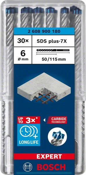 Wiertarka udarowa BOSCH Expert SDS-7X Ø 6 mm długość robocza 50 mm długość 115 mm ( 4000909986 )