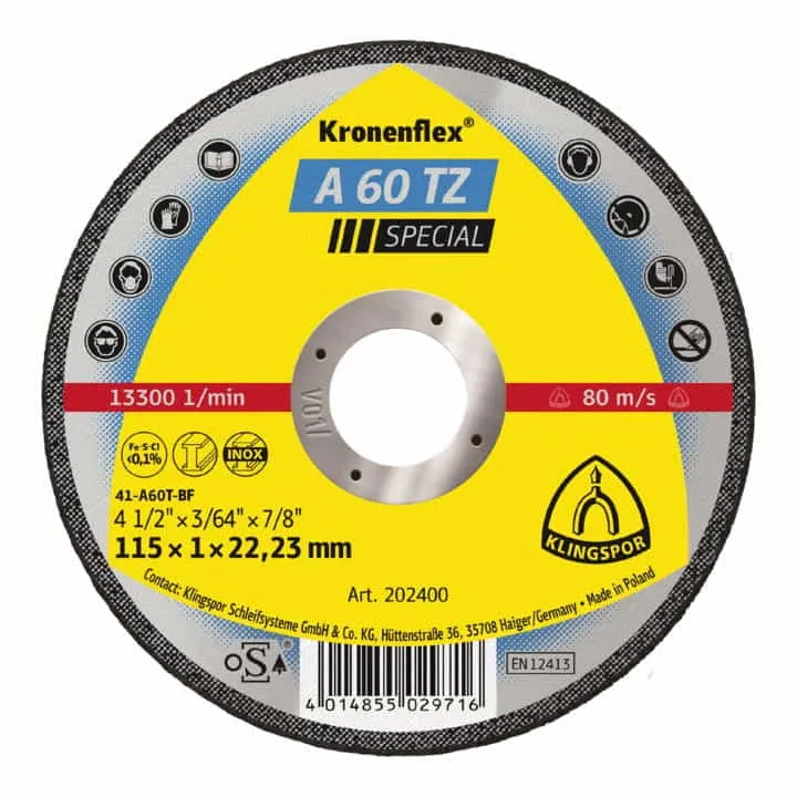 KLINGSPOR tarcza tnąca 60 TZ Special D115x1mm prosta ( 4000841492 )