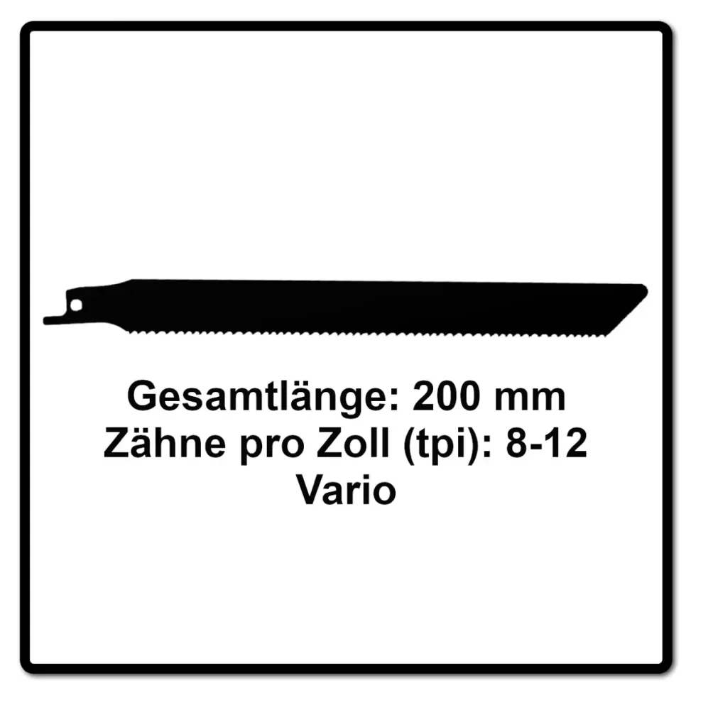 Brzeszczot do piły szablastej Komet PALLETS 200mm 8-12tpi 5 szt. ( 501.396 ) HSS-Bi-Metal Vario