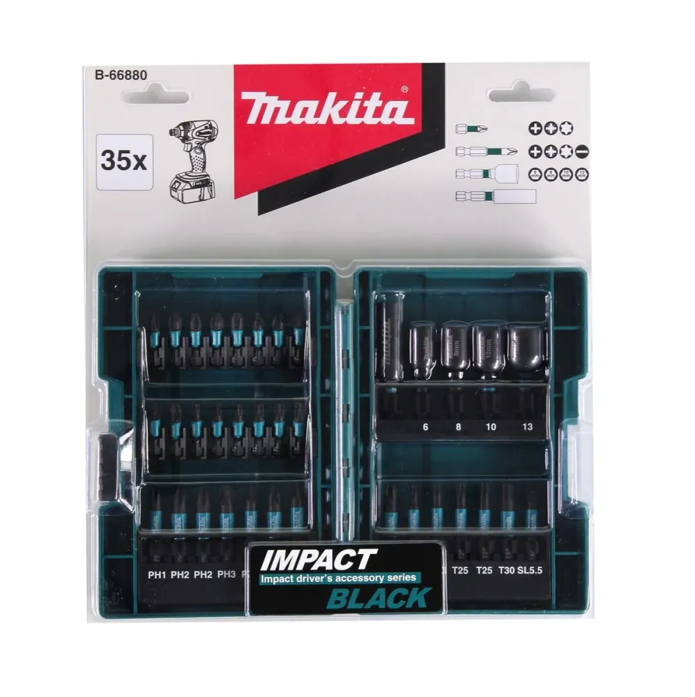 Makita B-66880 Zestaw wierteł i bitów Impact Black 35 szt. stal S2 + walizka