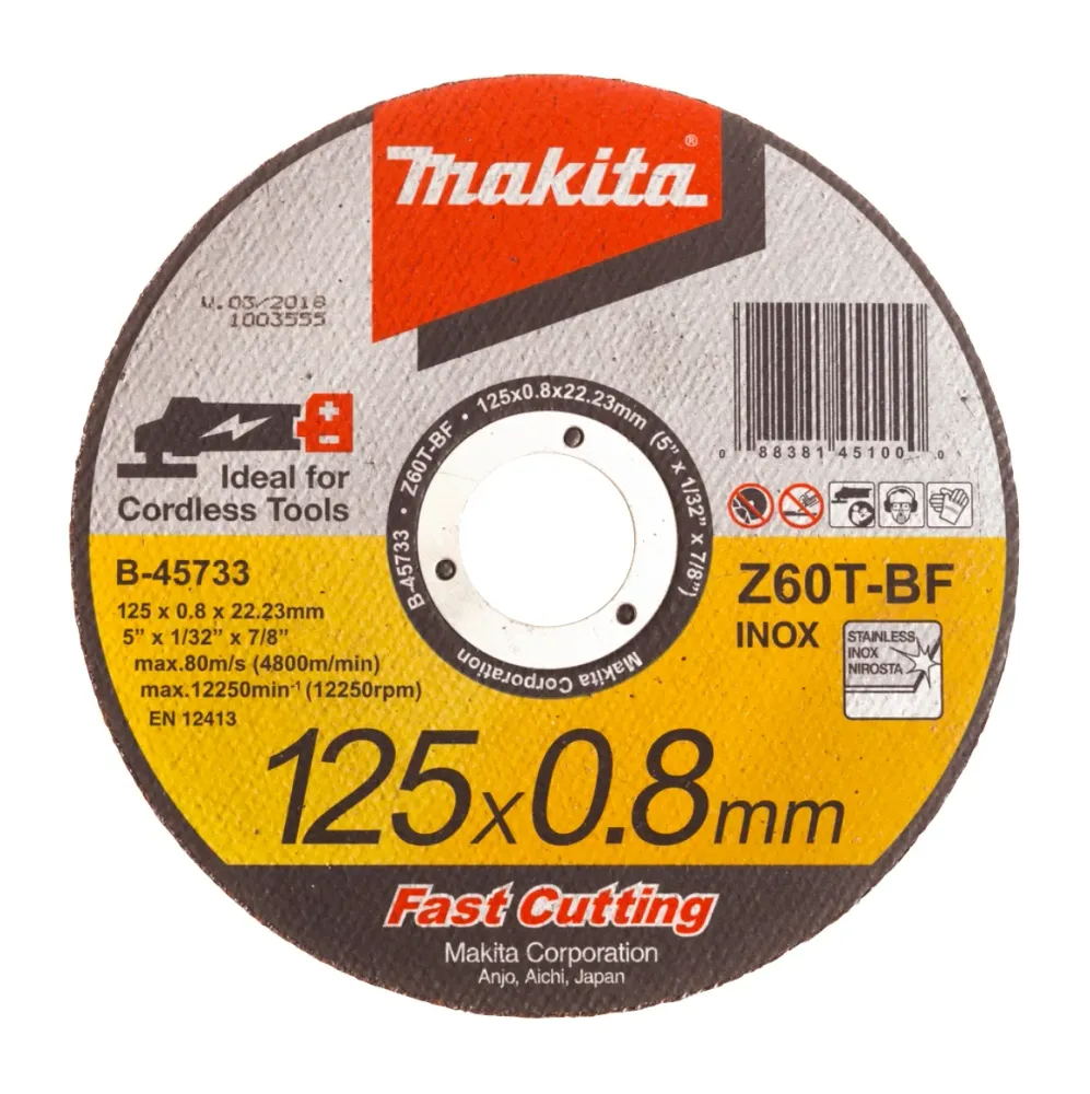Tarcza tnąca Makita 125 x 0,8 x 22,23 mm do stali nierdzewnej INOX ( B-45733 )