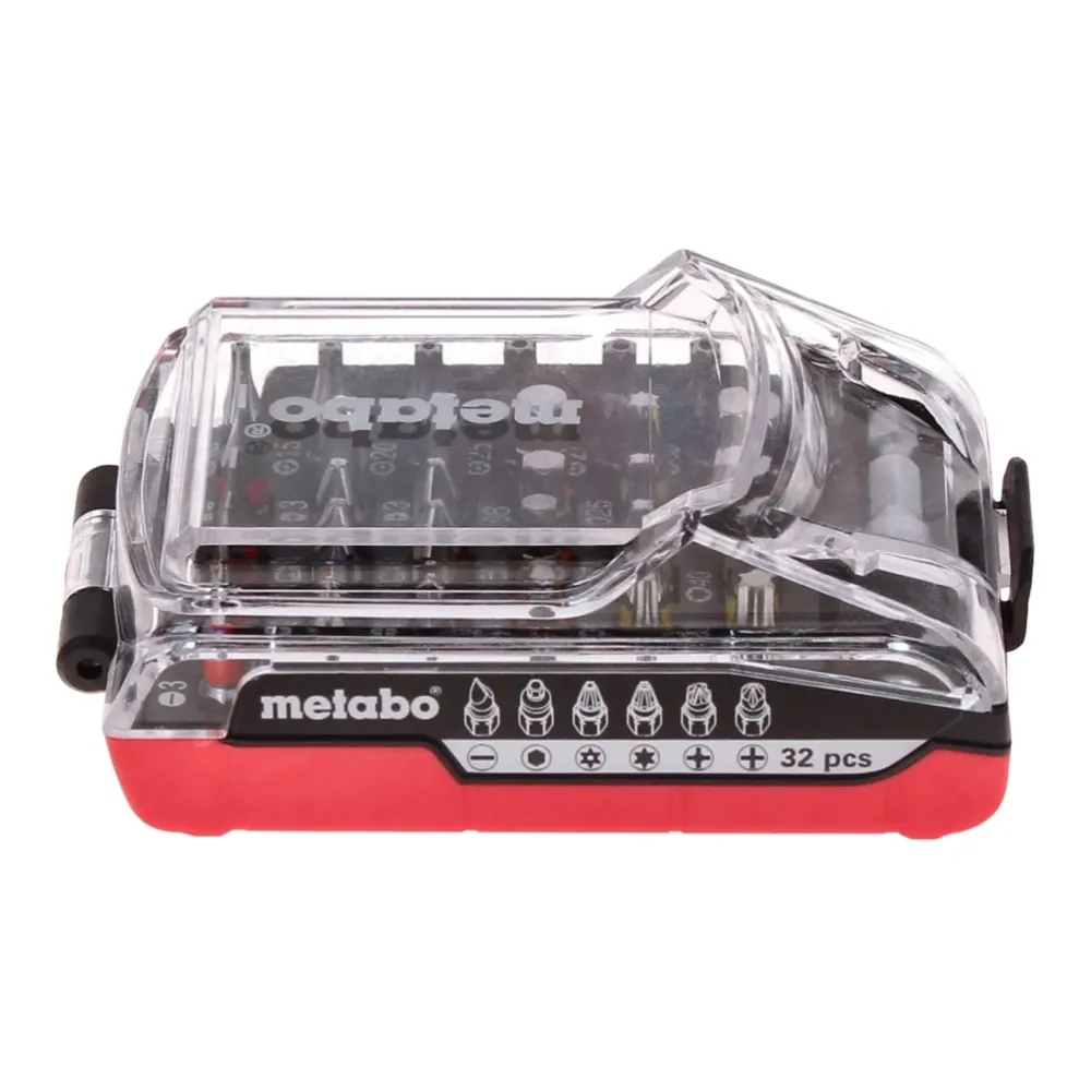 Zestaw 32 bitów Metabo w formacie akumulatorowym (626696000): szczelinowe / Phillips / Pozidriv / Torx / imbusowe