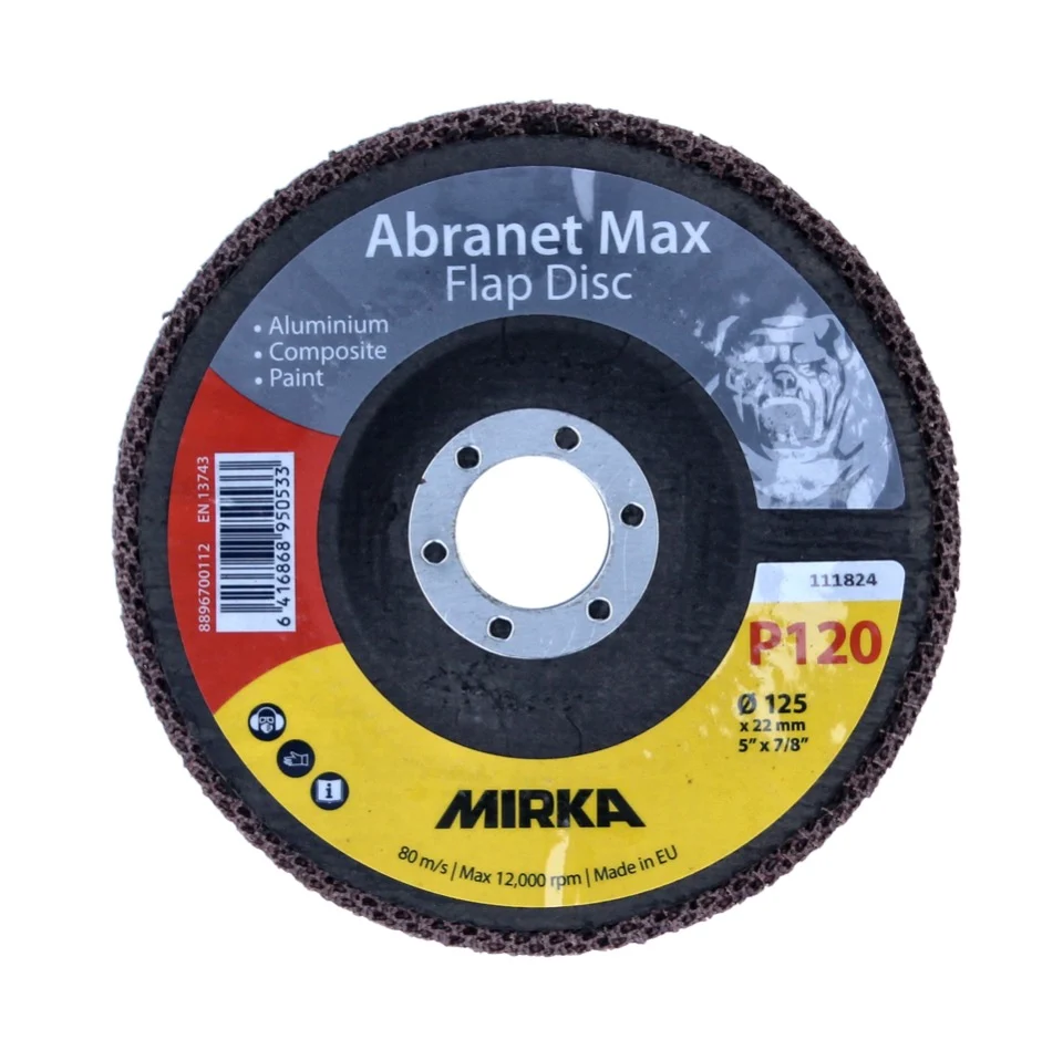 Mirka Abranet Max Tarcza listkowa T29 125 mm 22 mm ALOX 120 10 sztuk ( 10x 8896700112 ) Tarcza listkowa do aluminium, komp...