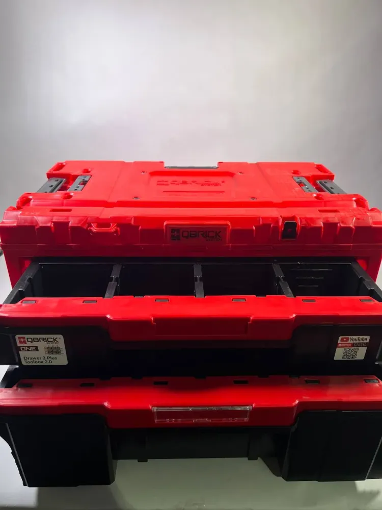 Qbrick System ONE Drawer 2 Toolbox 2.0 RED Ultra HD Niestandardowa skrzynka narzędziowa 587 x 380 x 340 mm 29 l z dwiema s...