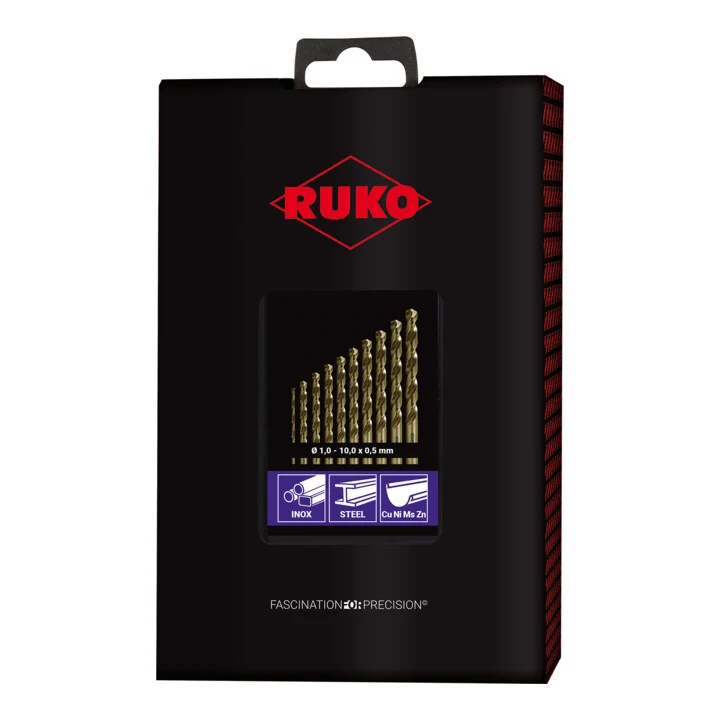 Zestaw wierteł krętych RUKO DIN 338 typ VA nominalna Ø 1-10x0,5 mm ( 4000600881 )