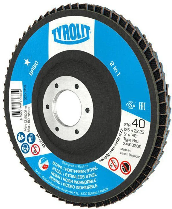 Tarcza listkowa Tyrolit BASIC ( 8000757507 ) Ø 125 mm ziarnistość 40 korbowana
