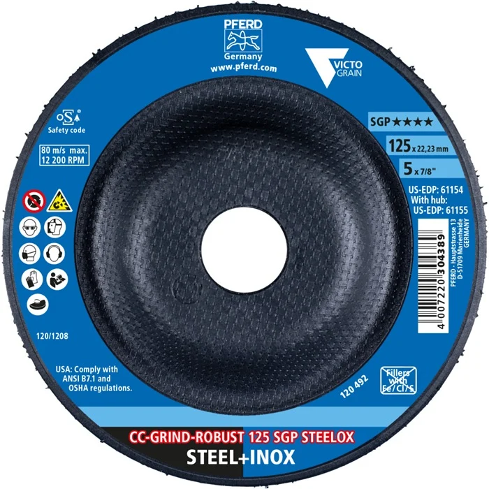 Tarcza szlifierska PFERD CC-GRIND-ROBUST SGP STEELOX ( 8000793518 ) D125xSmm Otwór 22,23 mm