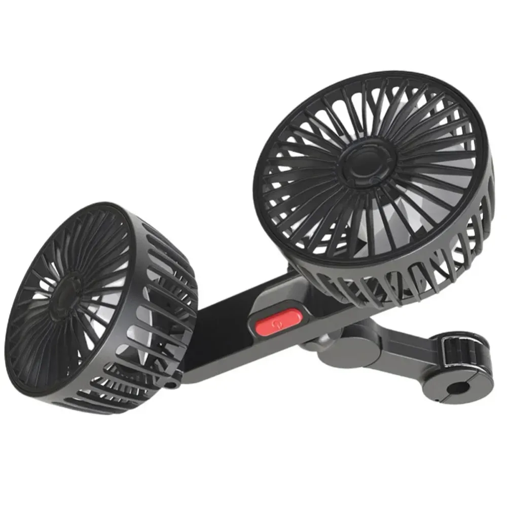 Dual-Head Car Seat Fan - Rechargeable Backseat Fan 360° Rotation, 3-Speed Settings, 4000mAh Battery Baby Kids Pets, Ultra-...