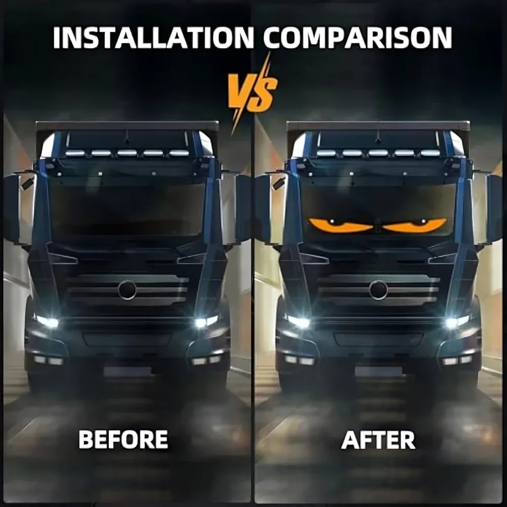 Dynamic Big Eye Lights Windshield - Programmable LED Display APP Control, Flexible RGB Screen Cars and Trucks, Waterproof...
