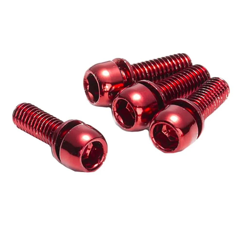 Zestaw 4 śrub mocujących strzemię REVERSE COMPONENTS M6 x 18 mm czerwone