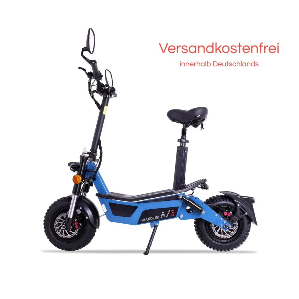 Hulajnoga elektryczna WANDLER-/E 2x1500W - 45 km/h - do 140 kg - dopuszczona do ruchu drogowego - niebieska