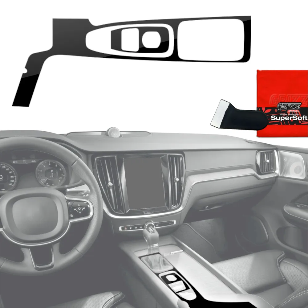 2w1 folie ochronne na konsolę środkową - Volvo XC90 D5 Drive Mode (2014-2019) czarny połysk