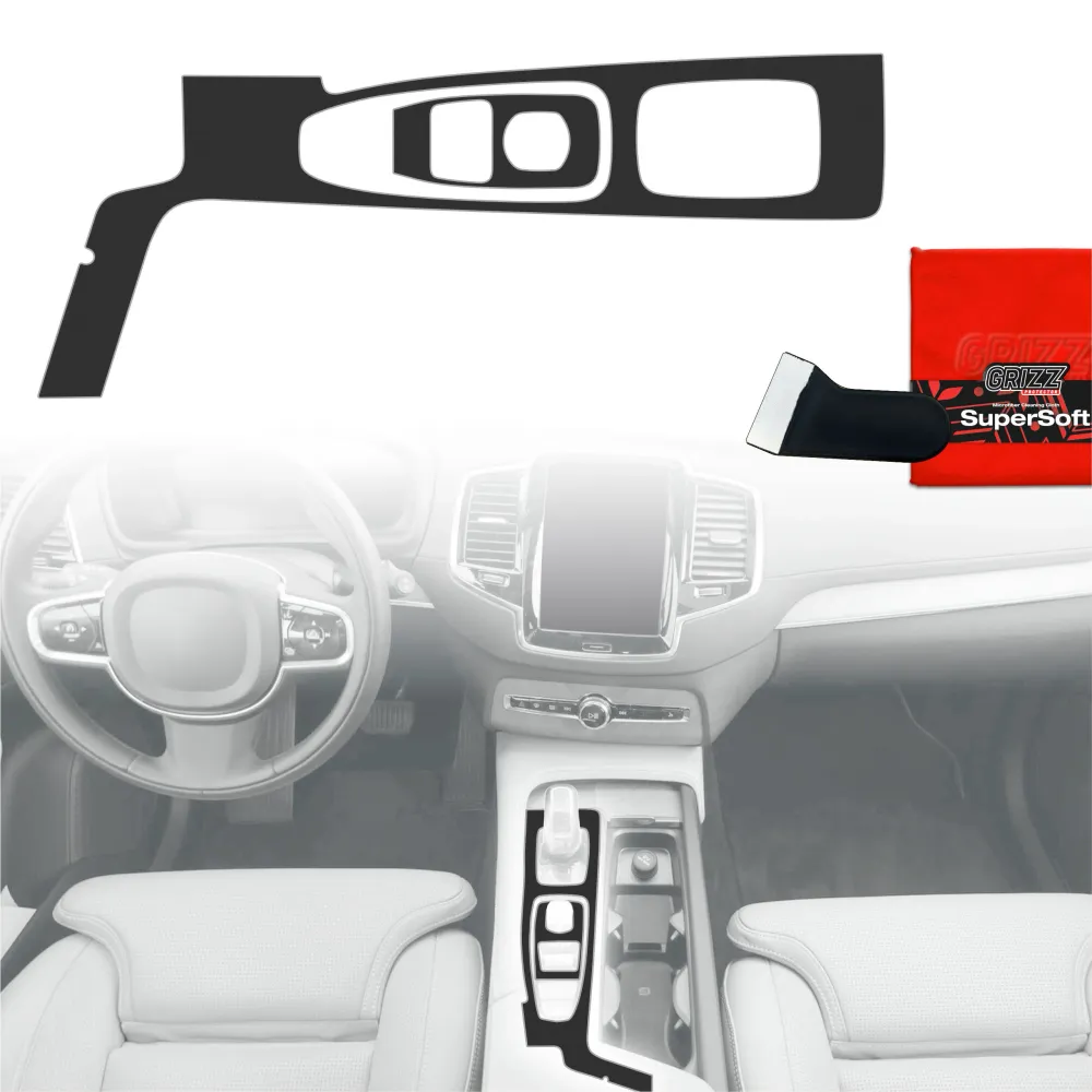 2w1 folie ochronne na konsolę środkową - Volvo XC90 T8 Drive Mode (2015-2020) Czarny matowy antyodciskowy