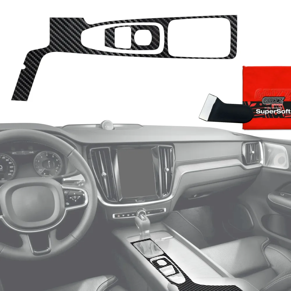 2w1 folie ochronne na konsolę środkową - Volvo XC90 T6 Drive Mode (2014-2021) błyszczący karbon