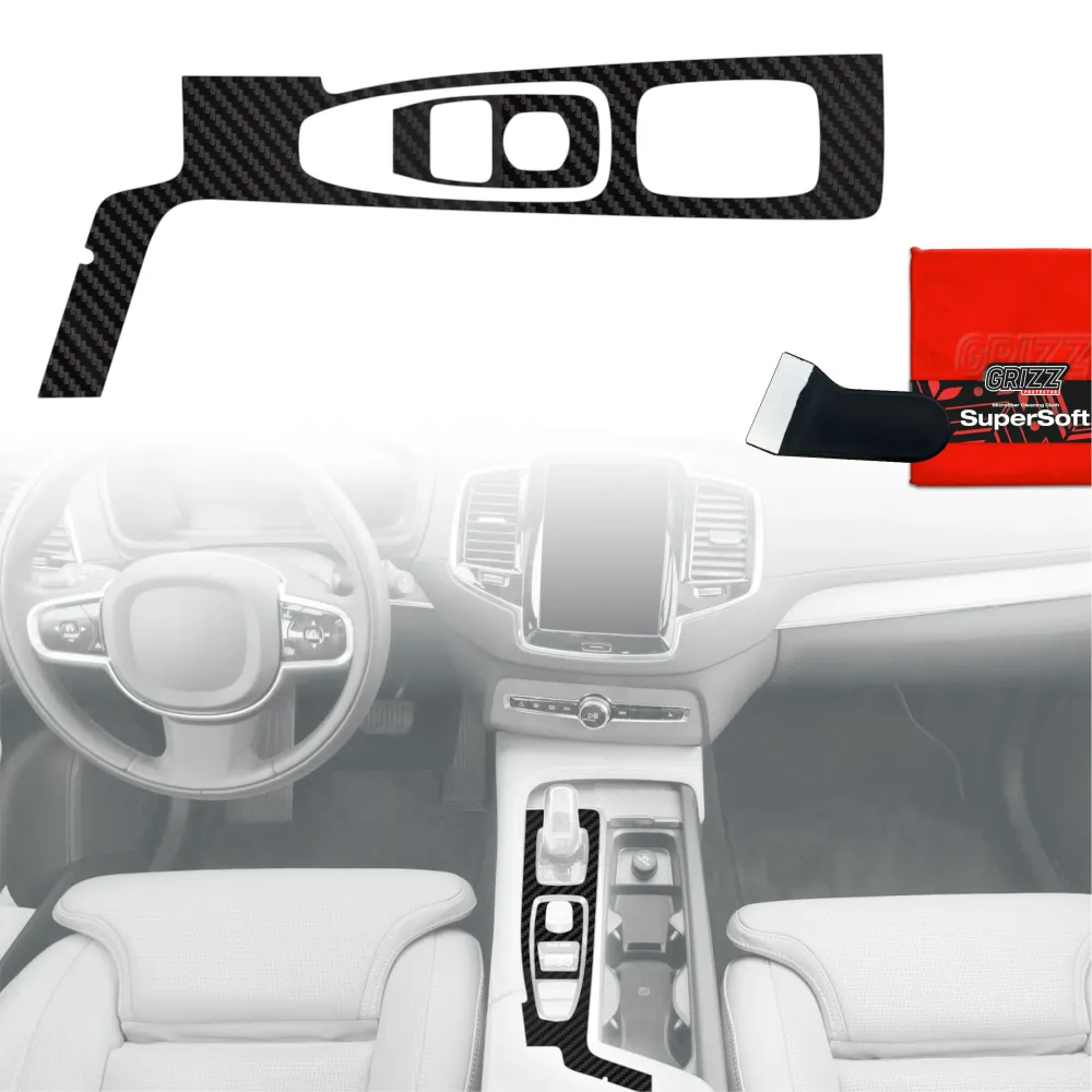 2w1 folie ochronne na konsolę środkową - Volvo XC90 T8 Drive Mode (2015-2020) matowy karbon z powłoką antyodciskową