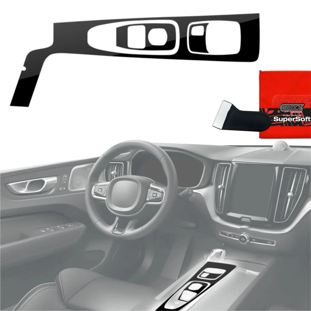 3w1 folie ochronne na konsolę środkową - Volvo XC60 B5 Drive Mode (2020) czarny połysk