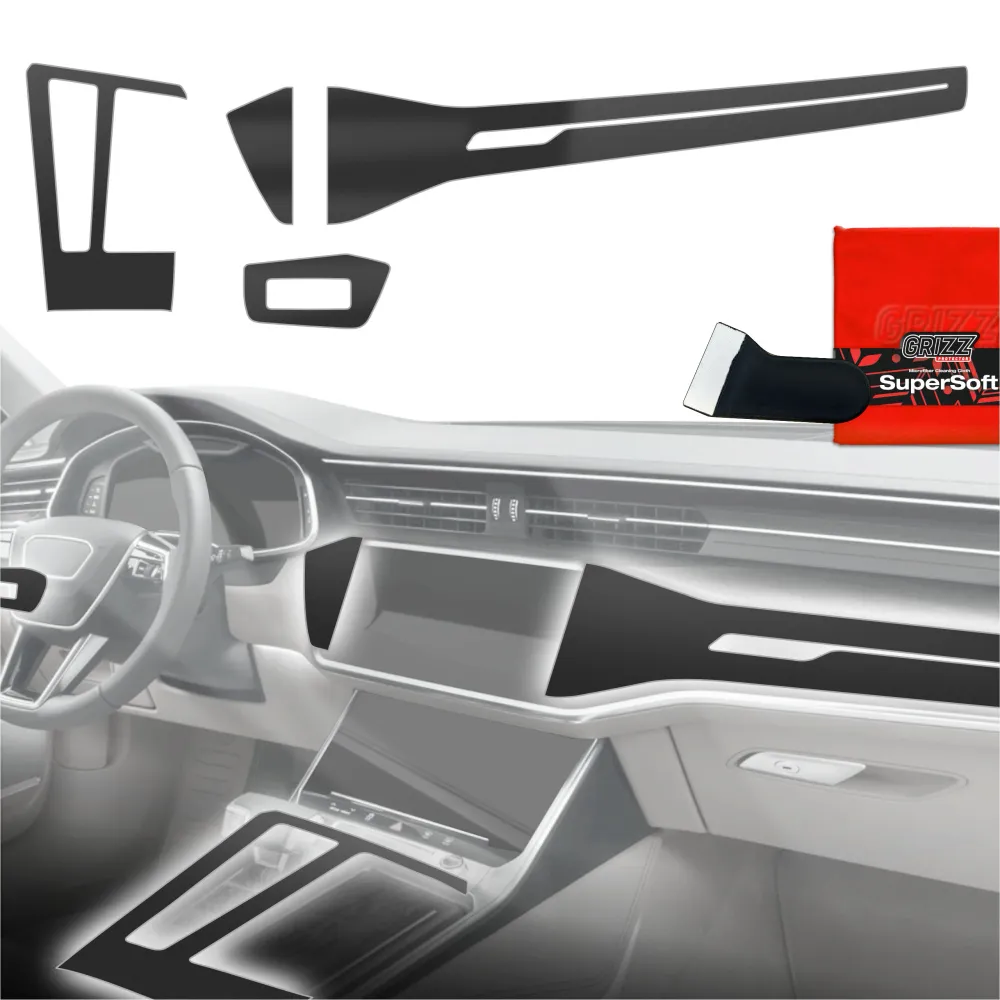 4w1 folie ochronne na konsolę środkową - Audi A6 C8 (2018-2024) czarny matowy antyodciskowy
