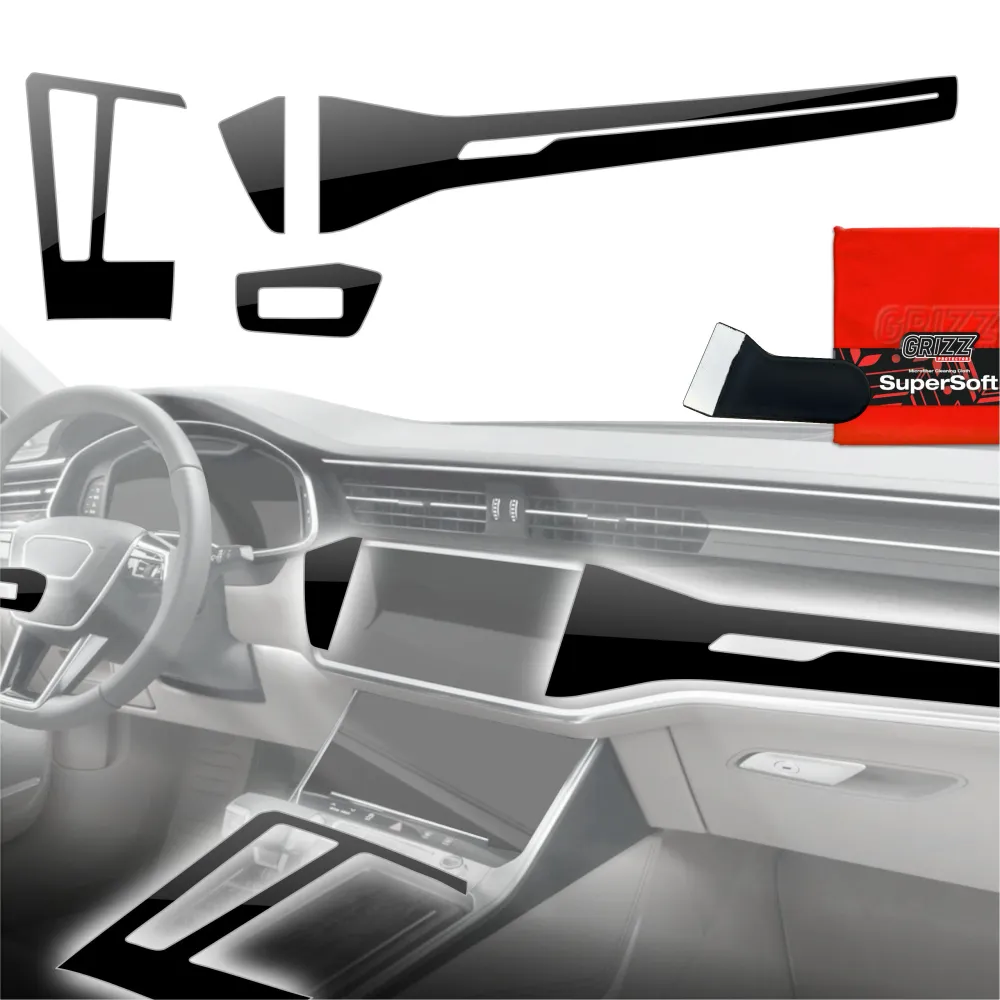 4w1 folie ochronne na konsolę środkową i deskę rozdzielczą - Audi S7 C8 (2018-2025) czarny połysk