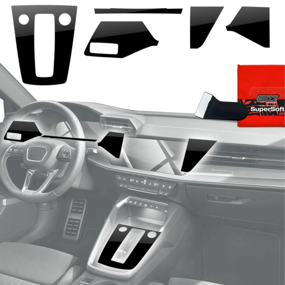 5w1 folie ochronne na konsolę środkową i deskę rozdzielczą - Audi A3 8Y (2020-2024) czarny połysk