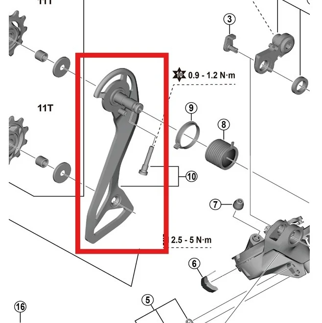 Zewnętrzny koszyk przerzutki tylnej i śruba SHIMANO RD-R7150