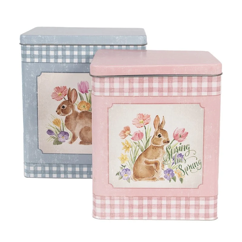 Puszki do przechowywania z zajączkiem Happy Easter 2 szt. różowa / niebieska Claye & Eef