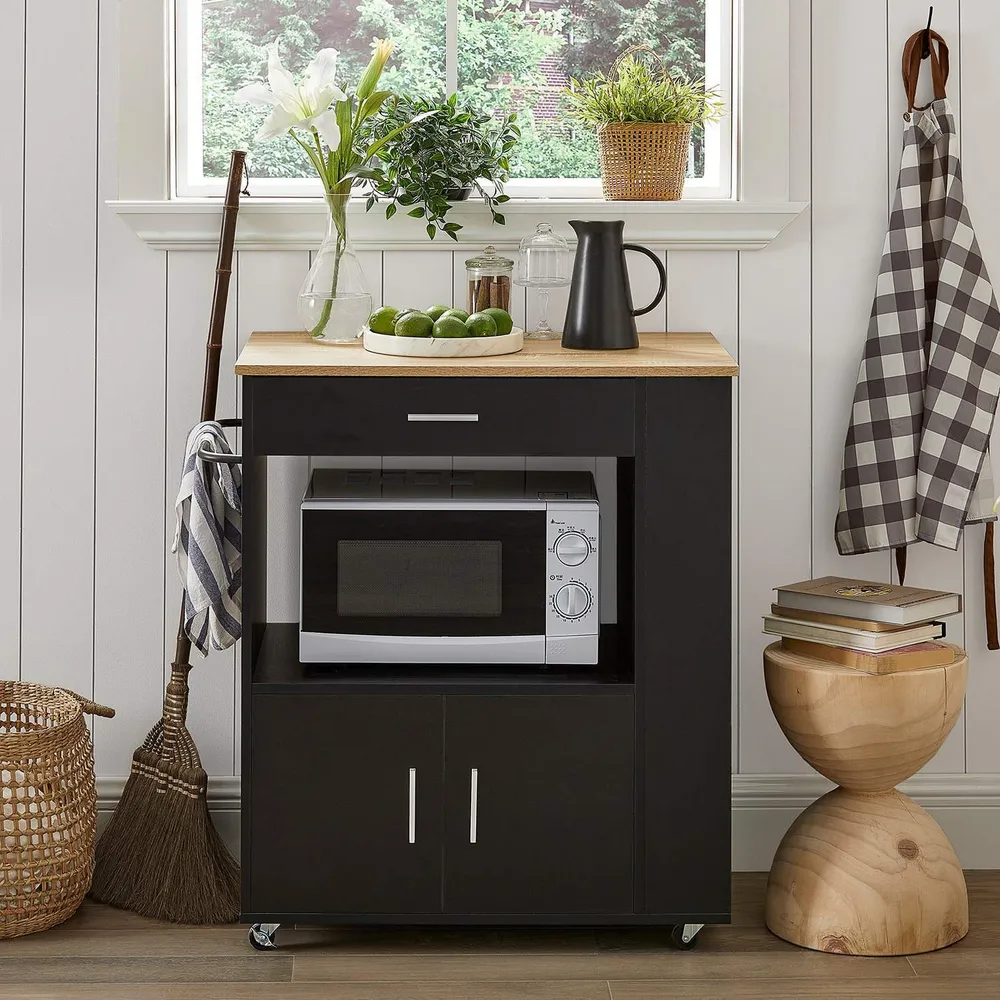 SoBuy Kredens z kółkami kuchennymi FKW113-SCH