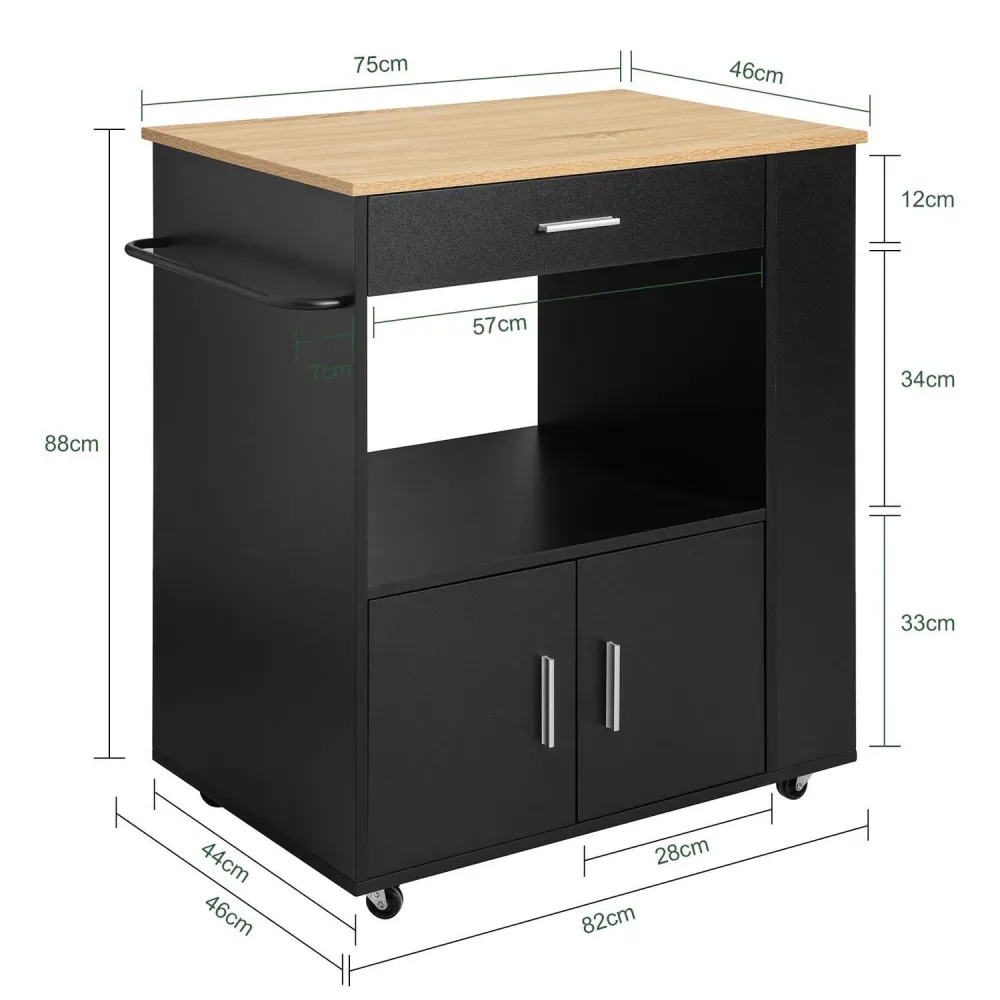 SoBuy Kredens z kółkami kuchennymi FKW113-SCH