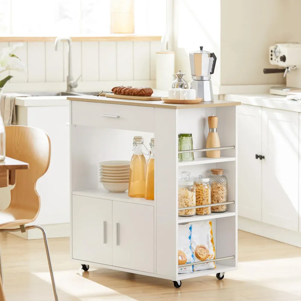 SoBuy Kredens z kółkami kuchennymi FKW113-WN