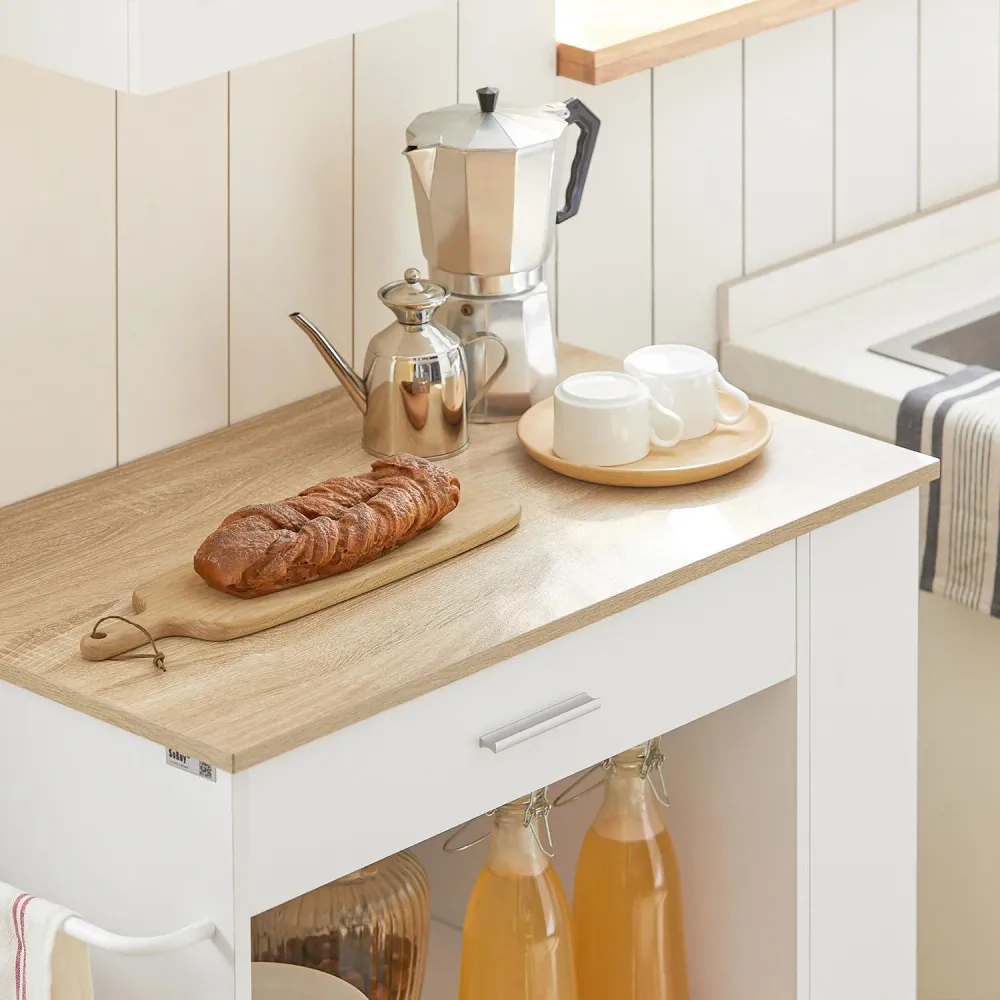 SoBuy Kredens z kółkami kuchennymi FKW113-WN