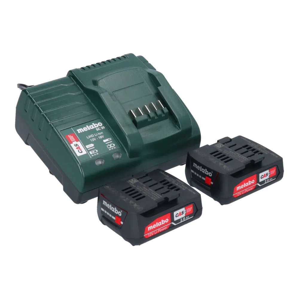 Akumulatorowa szlifierka kątowa Metabo PowerMaxx CC 12 BL 12 V 76 mm ( 600348500 ) bezszczotkowa + 2x akumulator 2,0 Ah +...
