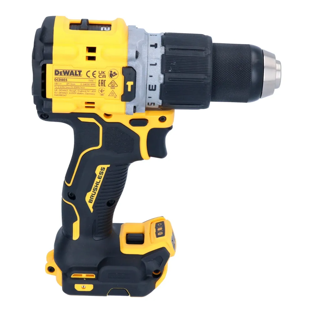 Akumulatorowa wiertarko-wkrętarka udarowa DeWalt DCD 805 D1 18 V 90 Nm bezszczotkowa + 1x akumulator 2,0 Ah + ładowarka