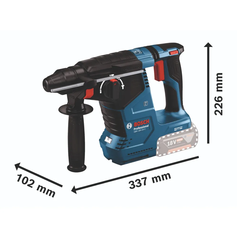 Bosch GBH 18V-24 C Profesjonalna akumulatorowa wiertarko-wkrętarka udarowa 18 V 2,4 J bezszczotkowa SDS plus + 2x akumulat...