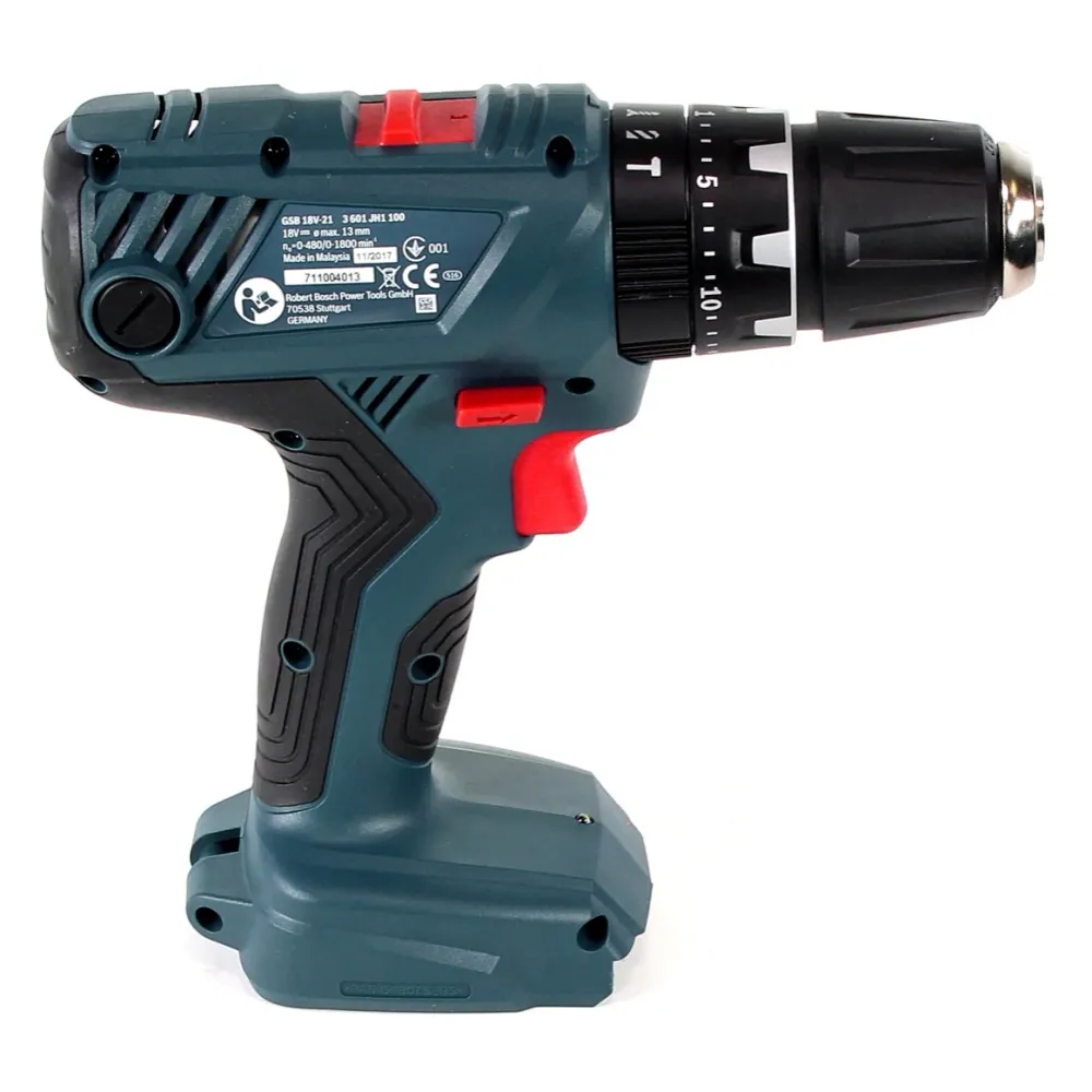 Akumulatorowa wiertarko-wkrętarka udarowa Bosch Professional GSB 18V-21 18V 55Nm + L-Boxx - bez akumulatora, bez ładowarki...