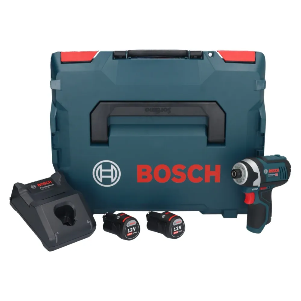 Bosch GDR 12V-105 Profesjonalny akumulatorowy klucz udarowy 12 V 105 Nm 1/4" + 2x akumulator 3,0 Ah + ładowarka + L-Boxx B...