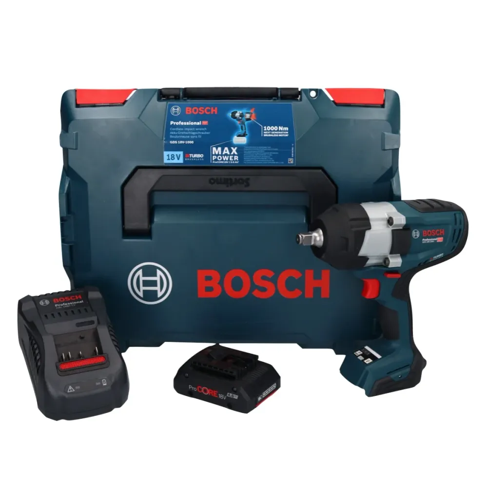 Bosch GDS 18V-1000 Profesjonalny akumulatorowy klucz udarowy 18 V 1000 Nm BITURBO Brushless + 1x akumulator ProCORE 4,0 Ah...
