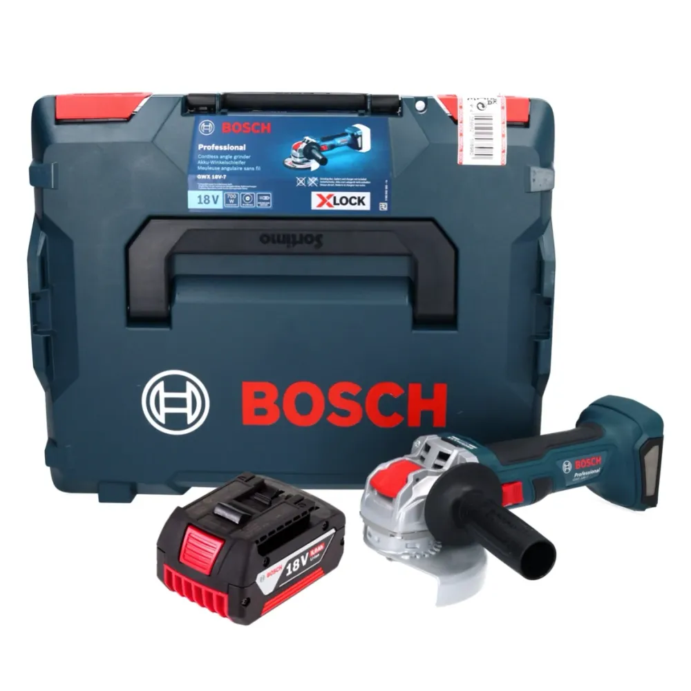 Bosch GWX 18V-7 Profesjonalna akumulatorowa szlifierka kątowa 18 V 125 mm bezszczotkowa X-LOCK + 1x akumulator 5,0 Ah + L-...