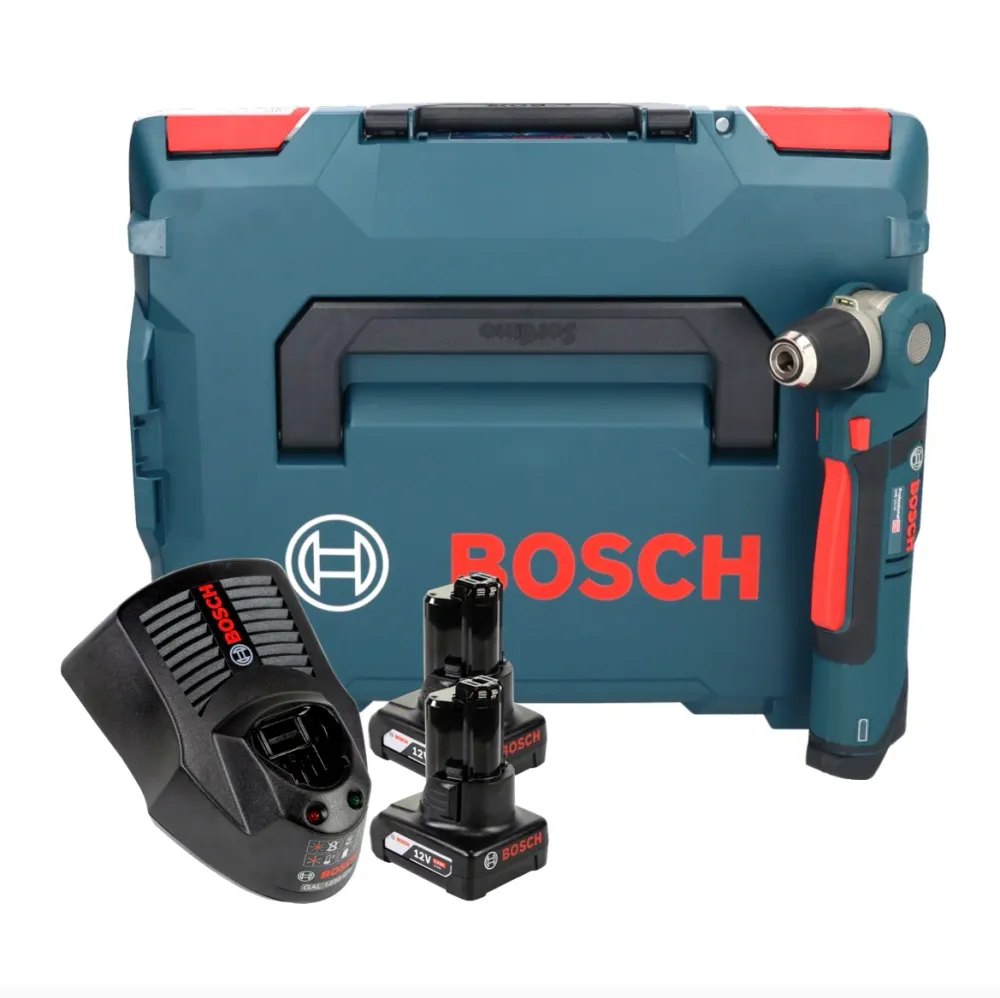 Bosch Professional GWB 12V-10 akumulatorowa wiertarka kątowa 12 V + 2x akumulator 6,0 Ah + ładowarka + L-Boxx