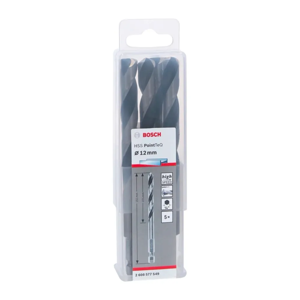 Wiertło kręte Bosch PointTeQ HSS Hex 12 x 101 x 151 mm 5 szt. ( 2608577549 ) do metalu Bosch Professional