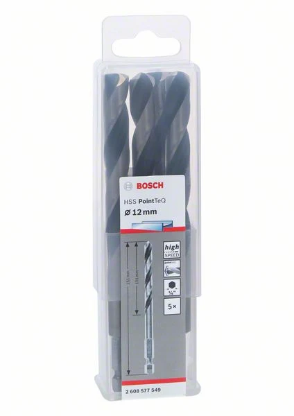 Wiertło kręte Bosch PointTeQ HSS Hex 12 x 101 x 151 mm 5 szt. ( 2608577549 ) do metalu Bosch Professional