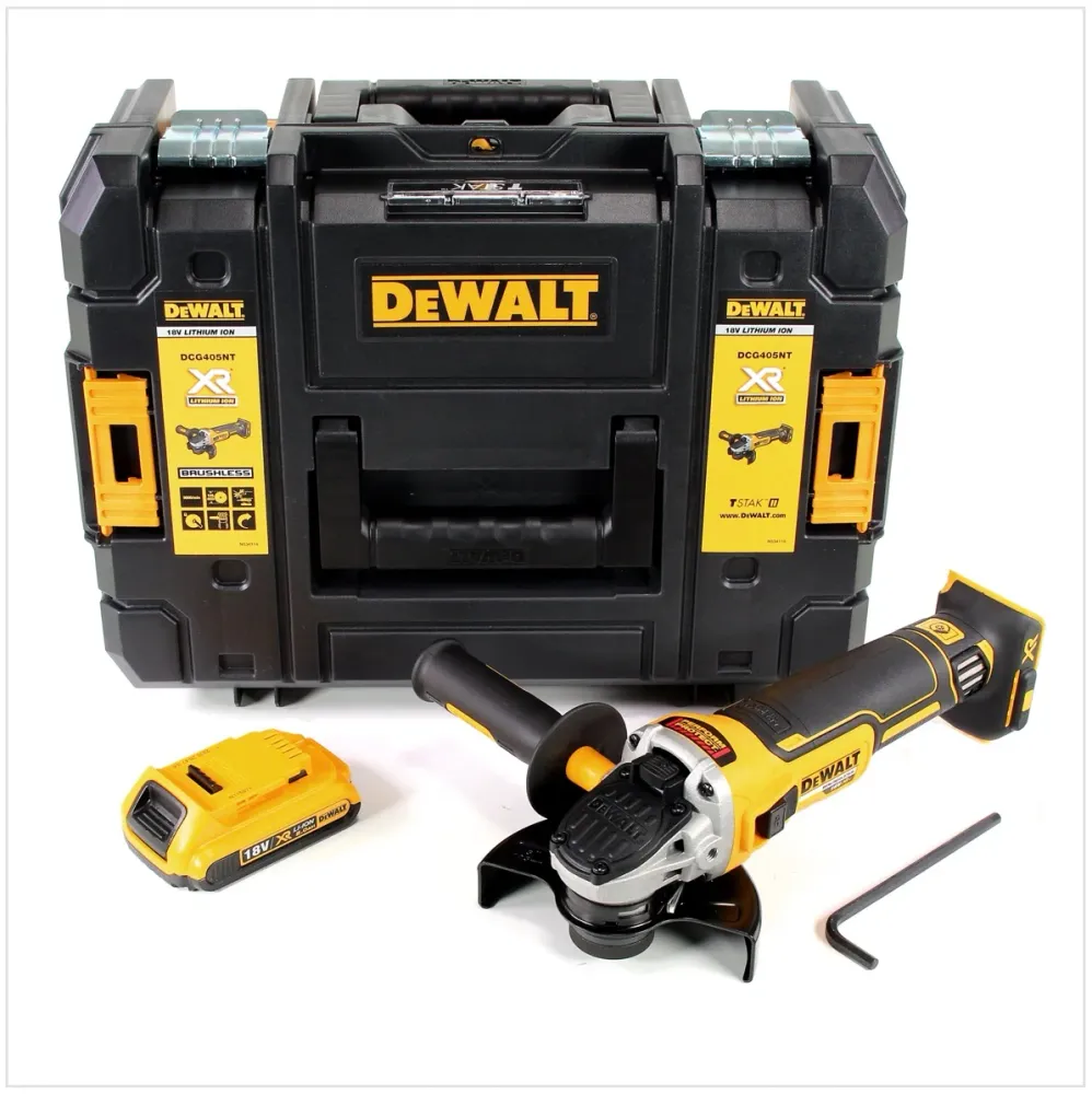 Akumulatorowa szlifierka kątowa DeWalt DCG 405 NT 18V 125mm bezszczotkowa + 1x akumulator 2,0Ah - bez ładowarki