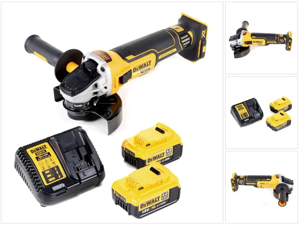Akumulatorowa szlifierka kątowa DeWalt DCG 405 M2 18V 125mm bezszczotkowa + 2x akumulator 4.0Ah + ładowarka