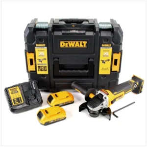 Akumulatorowa szlifierka kątowa DeWalt DCG 405 D2 18V 125mm bezszczotkowa + 2x akumulator 2,0Ah + ładowarka + TSTAK